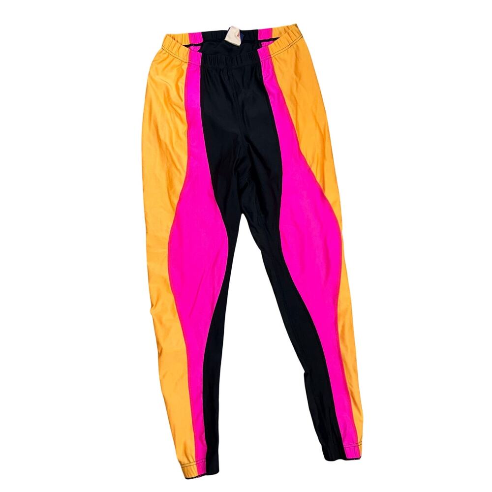 Vintage Nike Pant Pink Orange Black Athletic Work Out Blue Tag 80s Fitted